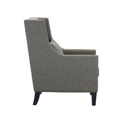Gray Transitional Accent Chair with Nailhead Trim