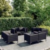 vidaXL Patio Lounge Set Outdoor Sectional Sofa Set Table Poly Rattan Dark Grey - 2 of 4
