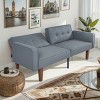 DOMETOUR Modern Sofa for Living Room Bedroom, PU Leather Backrest Can Be Flattened Convertible Sofa Bed - 2 of 4