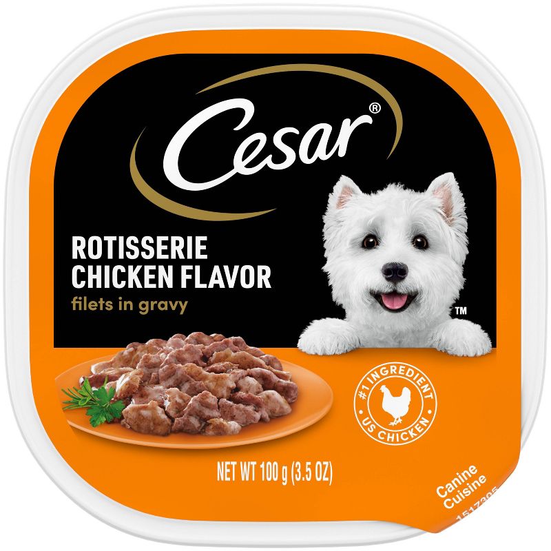 Cesar Filets in Gravy Adult Wet Dog Food Rotisserie Chicken Flavor - 3.5oz, 1 of 11