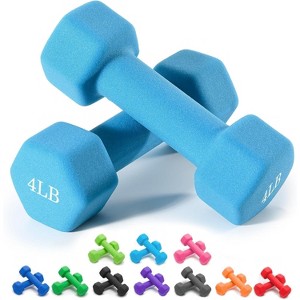 Neoprene Hex Dumbbell Set of 2, 1-15LB Anti-Slip & Anti-Roll Hand Weights, Free Weights for Home Gym Fitness - 1 of 4