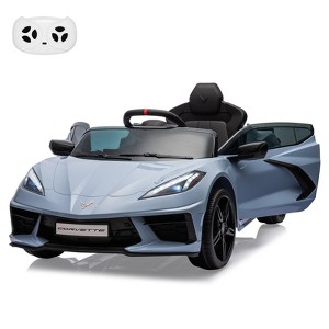 Ride on Sports Car, 12V Battery Powered Car for Kids, Licensed Corvette Kids Electric Car Toy, with RC, Visual Dashboard, Music - 1 of 4
