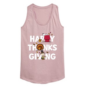 Women's - Peanuts - Happy Thanksgiving Icons Graphic Racerback Tank - 1 of 4