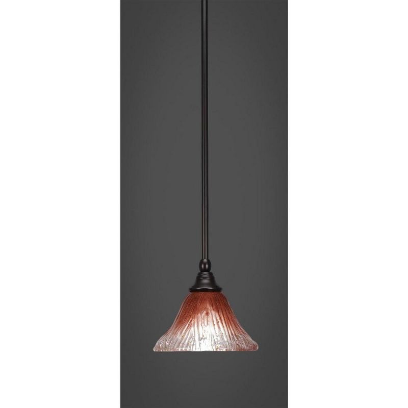 Toltec Lighting Stem 1 - Light Pendant in  Espresso with 7" Raspberry Crystal Shade, 1 of 2