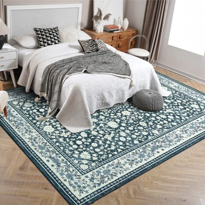 Area Rugs VintageRugs Machine Washable Low Pile for Bedroom Soft Area Rug Print Carpet with Rubber Backing for Home Office Decor  Laundry Room