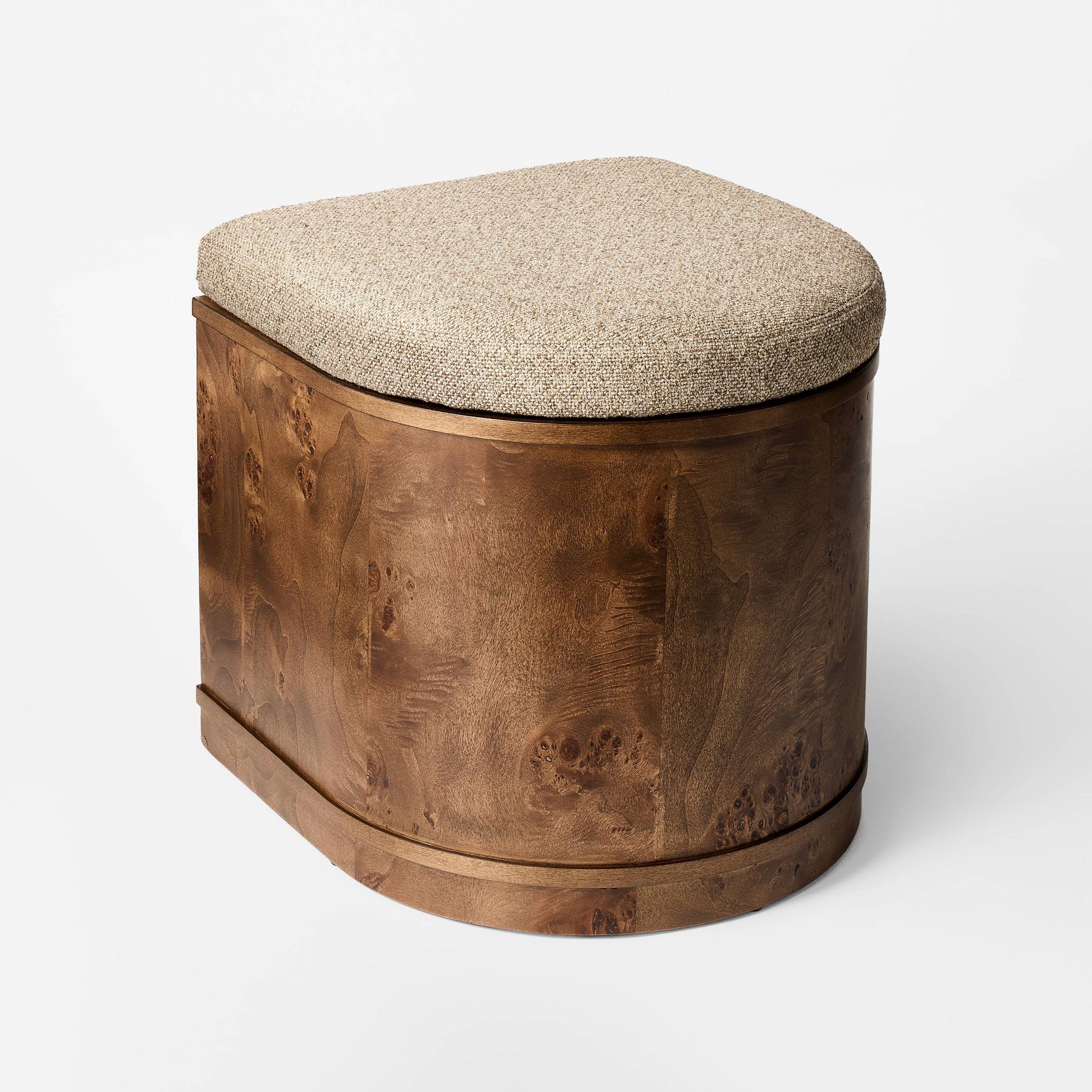 Burled Wood Upholstered Storage Ottoman Dark Brown - Threshold™ designed with Studio McGee