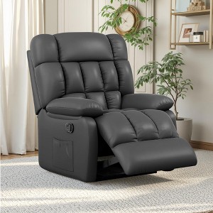 MAYEERTY Ergonomic Recliner Chair with 110-160¡ãAdjustable Recline for Living Room, Footrest, Side Pocket, Black - 1 of 4