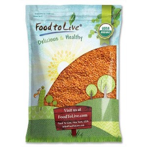 Organic Red Split Lentils - Dry Beans, Non-GMO, Kosher, Raw, Masoor Dal, Bulk - 1 of 4