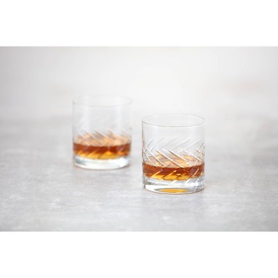 Clear 13.5oz Cut Crystal Double Old Fashioned Glasses Set