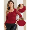 Allegra K Women's Long Sleeve Slim Fit Dressy Casual Wrap Ruched Mesh Blouse - 2 of 4