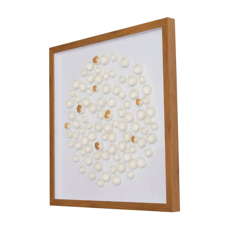 Paper Mache Geometric Handmade 3D Molded Art Shadow Box with Gold Accent and Wooden Frame White - The Novogratz, 4 of 6