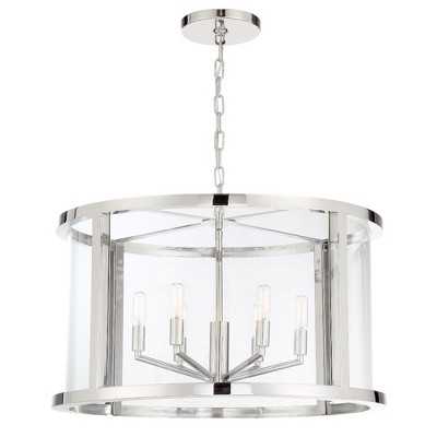 Devon Polished Nickel 6-Light Glass Drum Chandelier