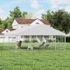 EROMMY 13'X13' Large Outdoor Dog Kennel, Heavy Duty Outdoor Dog Kennel With Waterproof Cover And Rotating Feeder - 4 of 4