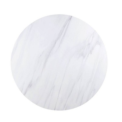 Transitional 54" Round Reclaimed Wood & White Marble Dining Table