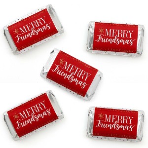 Big Dot of Happiness Red and Gold Friendsmas - Mini Candy Bar Wrapper Stickers - Friends Christmas Party Small Favors - 40 Count - 1 of 4