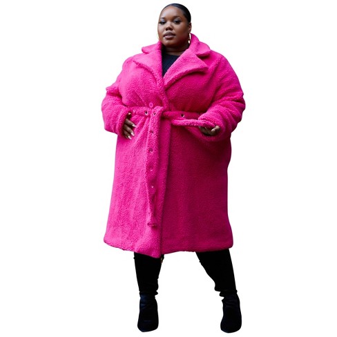 plus size red teddy coat