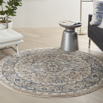 Concerto Beige and Gray Round Persian Area Rug