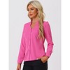 Allegra K Women's Elegant V Neck Work Office Button Up Shirt - 2 of 4