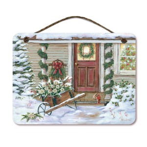Courtside Market Christmas Front Door 12x16 Hanging Artboard with Twine - 1 of 2