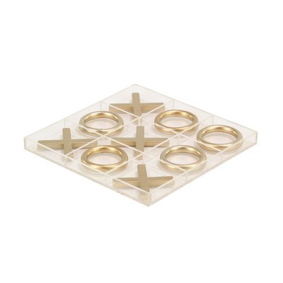 CosmoLiving by Cosmopolitan Gold Acrylic Tic Tac Toe Game Set with
