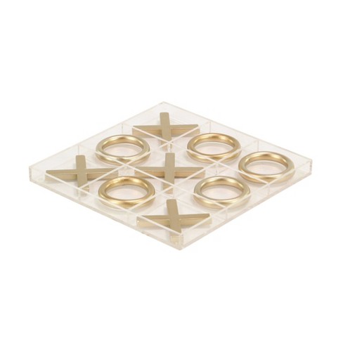 12&quot; Modern Acrylic And Iron Tic Tac Toe Set Gold - Olivia &amp; May 