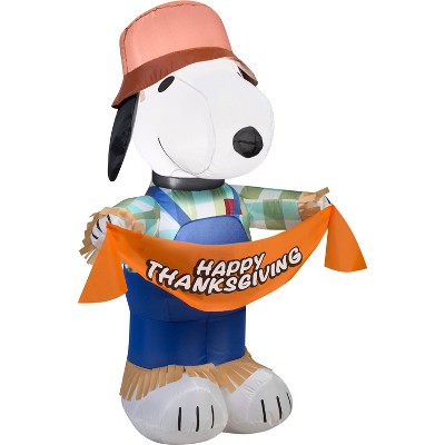 Gemmy Airblown Snoopy as Scarecrow Peanuts, 3.5 ft Tall, white