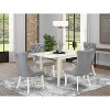 5-Piece Linen White Finish Solid Wood Top - Rectangular Upholstered Dining Room Set  - Seats 4 - 2 of 4