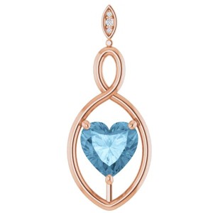 Pompeii3 9mm Blue Topaz Women's Heart Pendant in 14k Gold Necklace 6mm Tall - 1 of 4