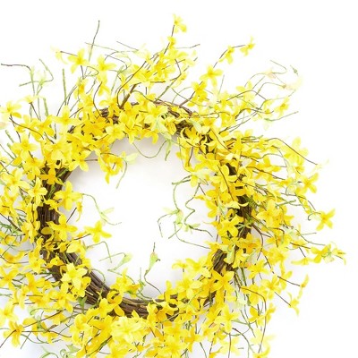 Spring Yellow Forsythia and Twig Grapevine Wreath 21.75"