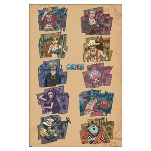 Trends International One Piece: Fishman Island - Brick Wall Grid Framed Wall Poster Prints - 1 of 4