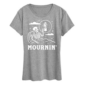Women's - Instant Message - Mournin Skeleton And Coffee Short Sleeve Graphic T-Shirt - 1 of 4