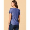 Allegra K Women's Round Neck Raglan Sleeves Side Slit Chambray Top - 4 of 4