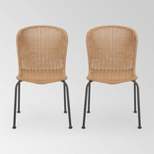Spinnaker Set of 2 Wicker Boho Dining Chairs - Light Brown - Christopher Knight Home