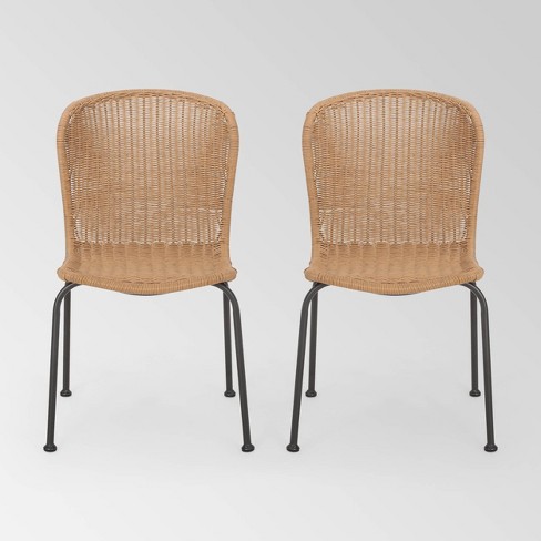 Spinnaker Set of 2 Wicker Boho Dining Chairs - Light Brown - Christopher Knight Home - image 1 of 4