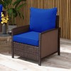 Syemin Patio Accent Chairs, Rattan Outdoor Chairs Set of Two with Cushions for Lawns, Gardens and Porches, Blue, 25" * 24" * 22.4" - 3 of 4