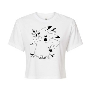 Women's - Pokémon - Pikachu Pokedex Cropped Graphic T-Shirt - 1 of 4