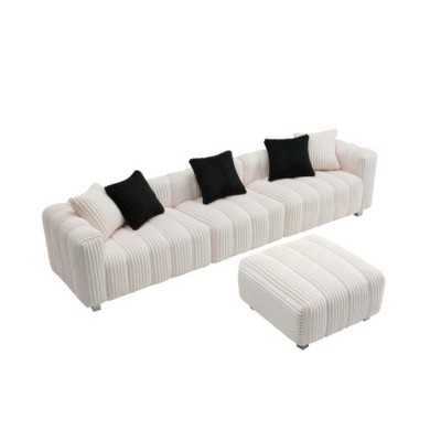 Modern Upholstered Sofa Chair with Ottoman, Three-Seater Couch for Lounging, Small Spaces and Accent Seating – The Pop Home