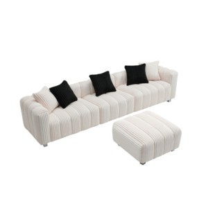 Modern Upholstered Sofa Chair with Ottoman, Three-Seater Couch for Lounging, Small Spaces and Accent Seating – The Pop Home - 1 of 3