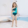 PATPAT Family Matching Colorblock One Shoulder Cut Out One-piece Swimsuit and Striped Spliced Swim Trunks Shorts - 3 of 4
