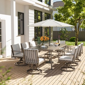 HAPPATIO Patio Outdoor Dining Set, Aluminum Patio Dining Set Includes 1 Outdoor Dining Table with Umbrella Hole and Dining Chairs for Lawn, Porch. - 1 of 4