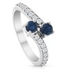 Pompeii3 1Ct Blue Sapphire & Diamond Two Stone Forever us Ring 10k White Gold - 2 of 4