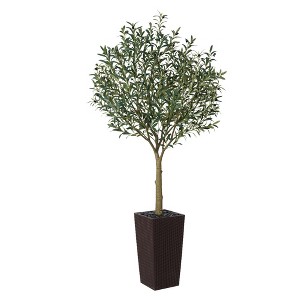 DR.Planzen 5-8FT Adjustable Artificial Olive Tree - UV Resistant Fake Plant in 15.7-22.7" Tall Planter (B/W/Coffee) for Indoor/Outdoor - 1 of 4
