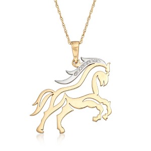 Ross-Simons Diamond-Accented Horse Necklace in 14kt 2-Tone Gold - 1 of 3
