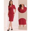 Allegra K Women's V Neck Short Sleeve Work Office Bodycon Midi Sheath Dress - 2 of 4