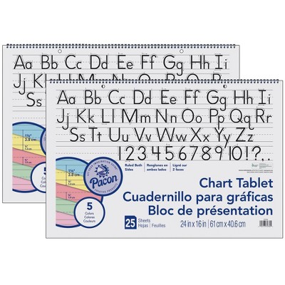 2pk 24" x 16" Colored Paper Ruled Chart Tablet Manuscript Cover - Pacon