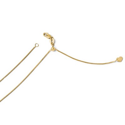 Black Bow Jewelry 0.8mm 14k Yellow Gold Adjustable Box Chain Necklace
