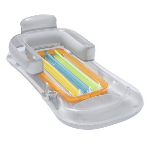Bestway "59in Inflatable Pool Float with Headrest, Armrest & Cupholder - Ultimate Lounge Chair for Relaxation!" Gray - 1 of 4