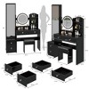 Vanity Table Set with Mirror, Cushioned Stool, 2 AC + 2 USB Power Station, LED Mirror, Touch Control, 3-color, Brightness adjustable, Large Desktop - 3 of 4