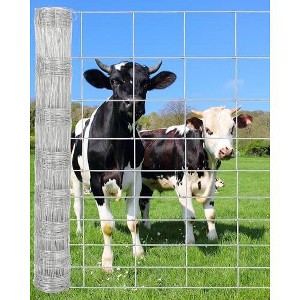 Farm Fence, White Welded Wire Fence Roll - Zinc Galvanized No-Climb Animal & Poultry Netting for Horses, Sheep, Chickens - Heavy Duty Yard Protection - 1 of 4