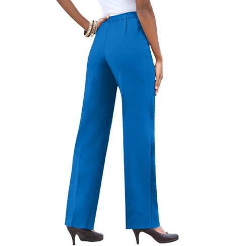 Roaman's Women's Plus Size Tall Classic Bend Over Pant - 16 T, Blue